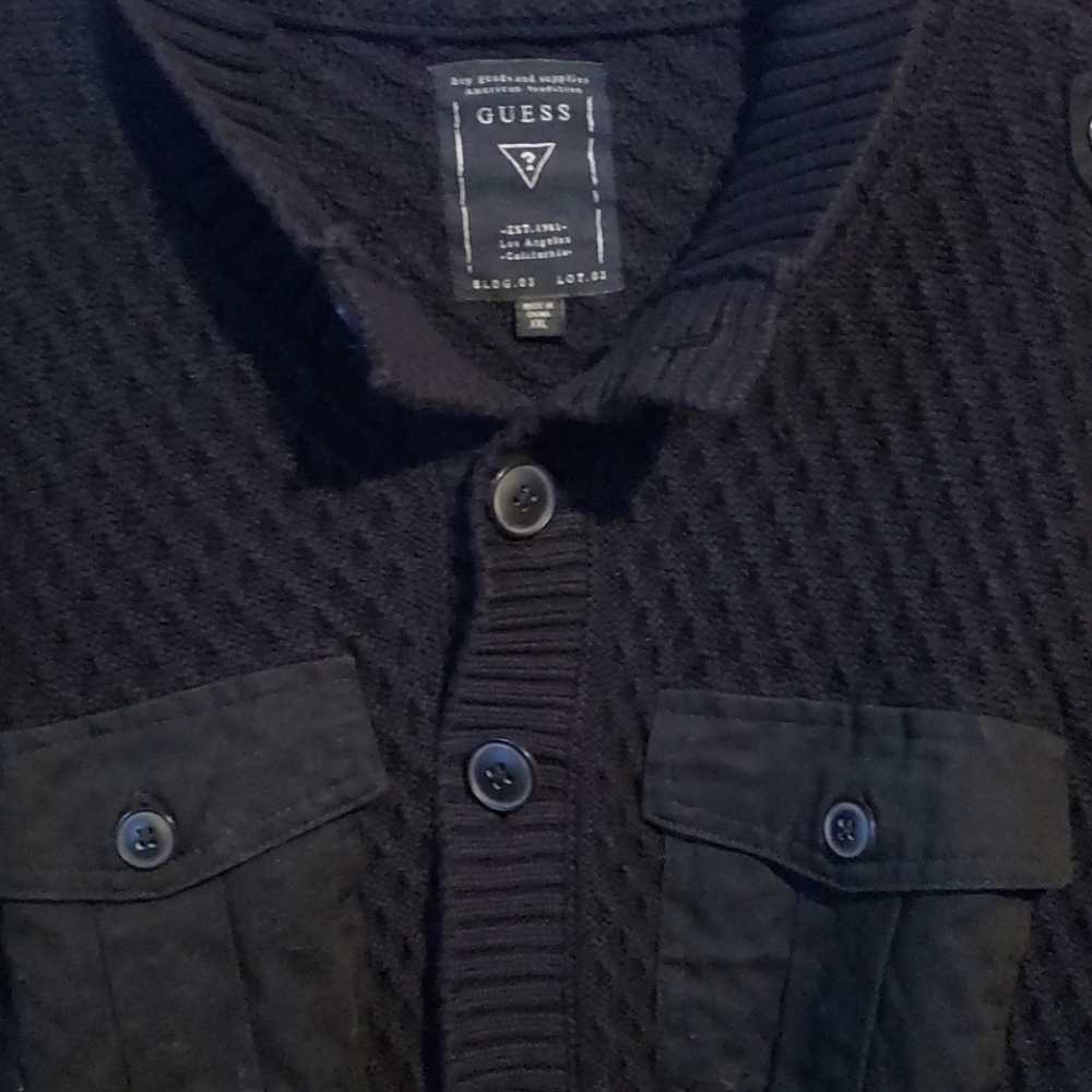 Guess mens dress button up sweater